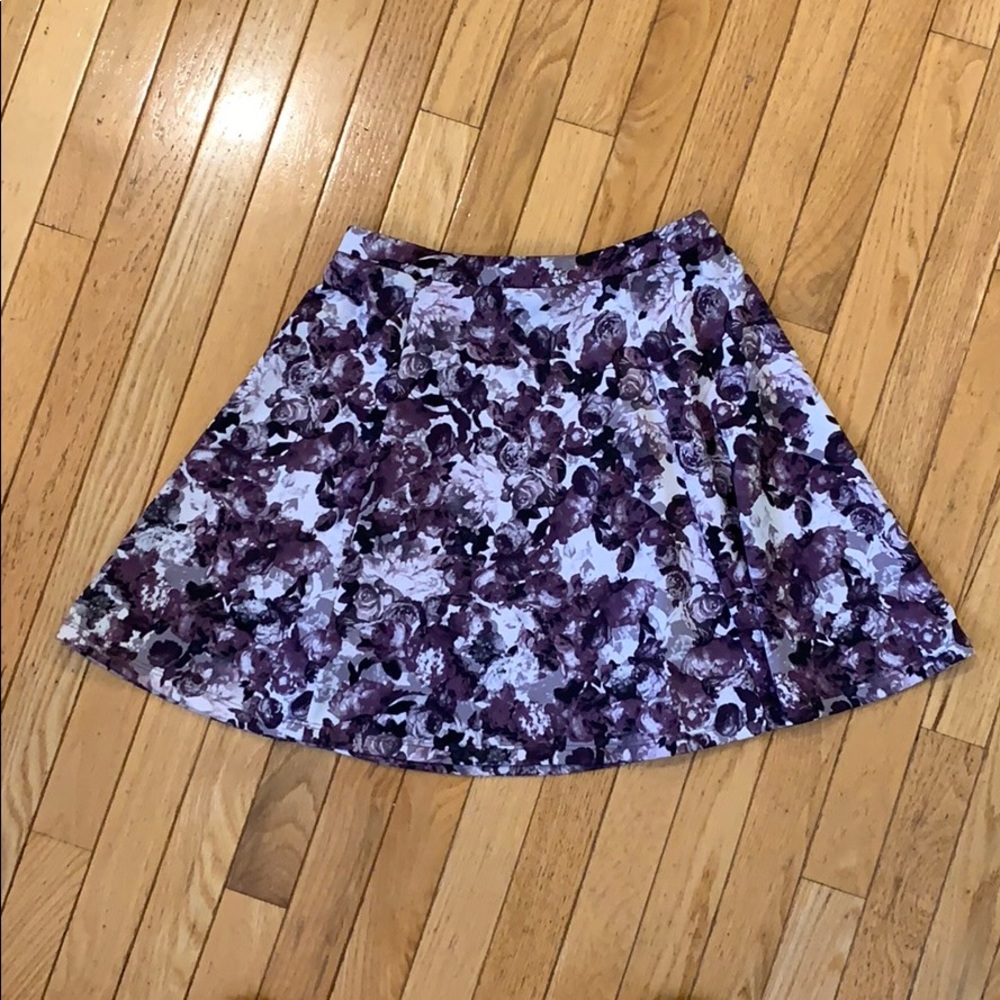 Purple floral paneled circle skirt